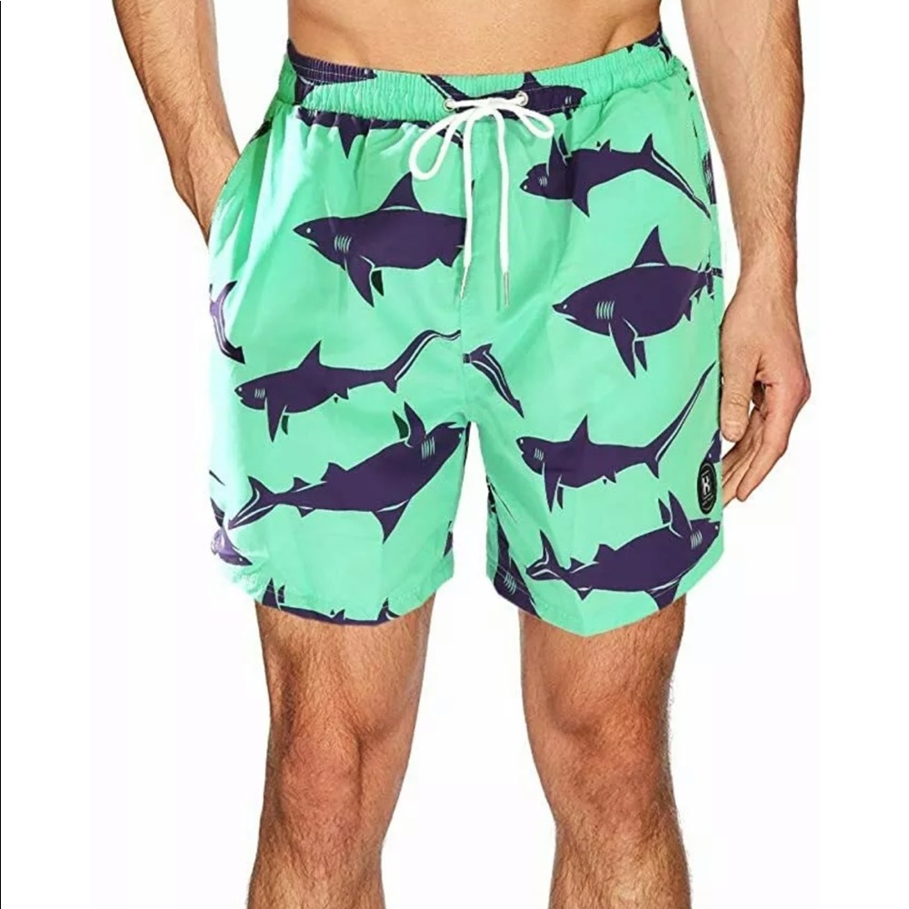 QuickDry Boardshorts Shark Swim Trunks - Picture 1 of 10